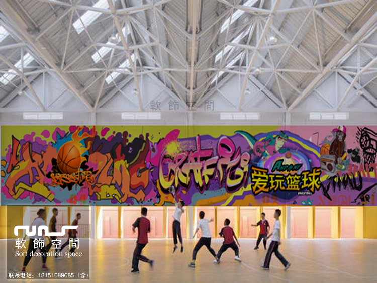 上海篮球场涂鸦彩绘，篮球场墙体彩绘、南京篮球馆墙体彩绘